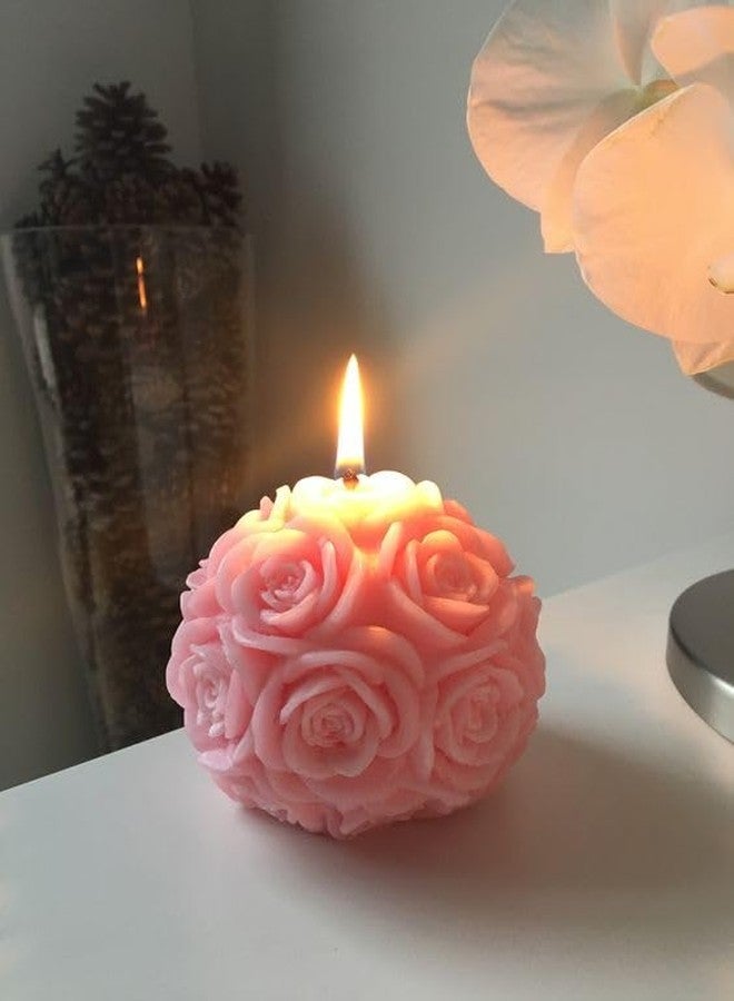 PICKKART Set of 3 Small Size Rose Ball Candles for Home Decor - Party - Birthday - Gifted Items - Scented Candles for Your Love - Image 2